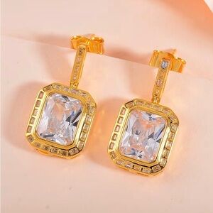 Lustro Stella Finest CZ Earrings in Vermeil Yellow Gold Over Sterling Silver